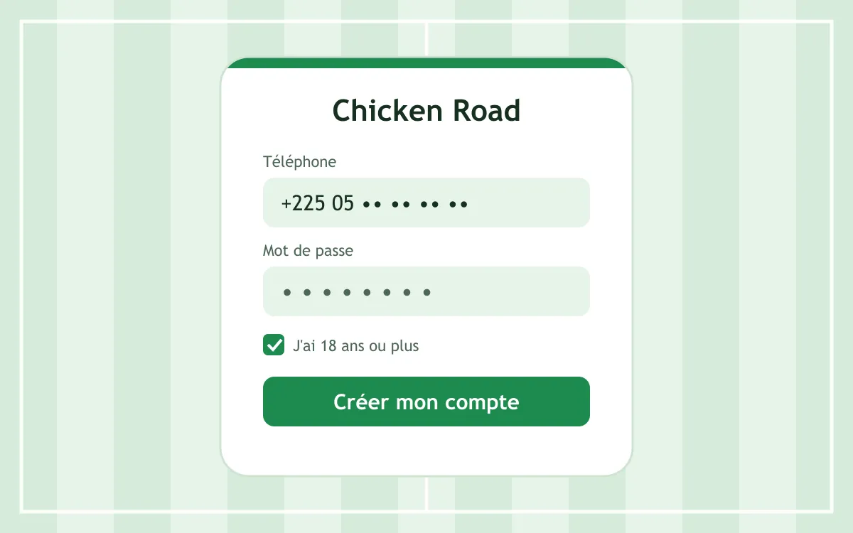 Formulaire d'inscription pour jouer à Chicken Road en Côte d'Ivoire