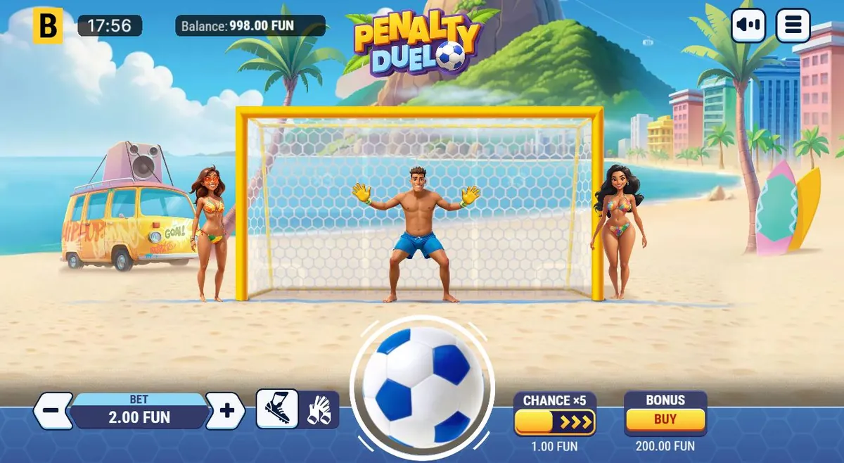 Écran de la démo officielle de Penalty Duel, jeu de BGaming disponible en Côte d'Ivoire